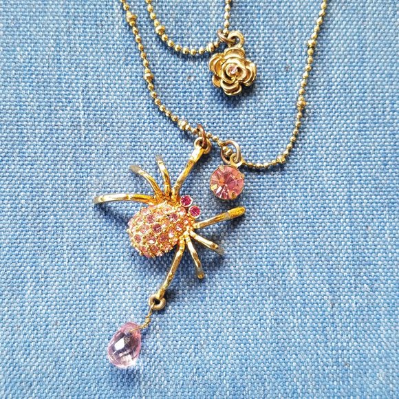 Betsey Johnson RARE 2-Strand Pink Spider Necklace - NWOT - Picture 5 of 6